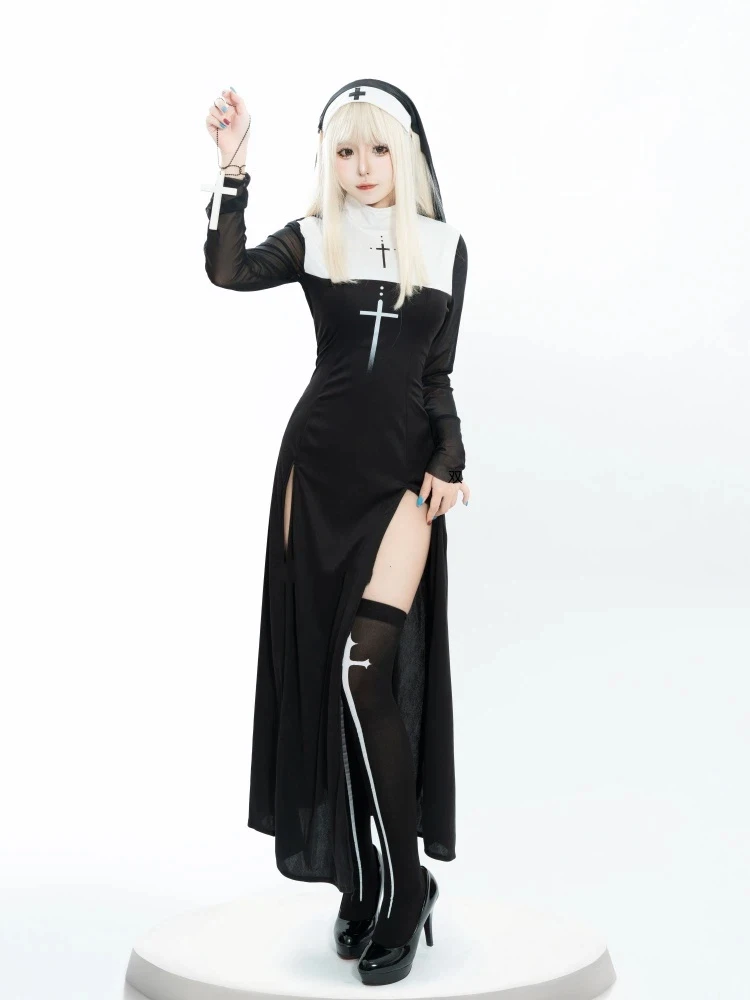 

Новый сексуальный женский костюм монахини в стиле аниме для Хэллоуина, для ролевых игр и выступлений, нарядный костюм сестры