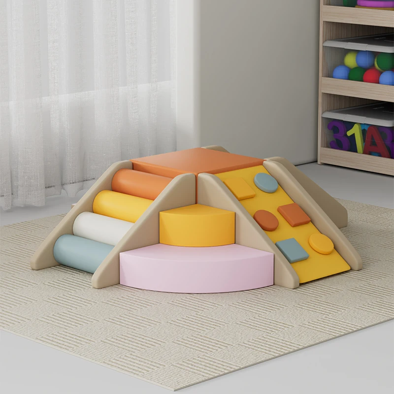 7-Piece Pastel Kids Indoor Soft Play Set Mobile Playground for Kids Parties Made of Foam