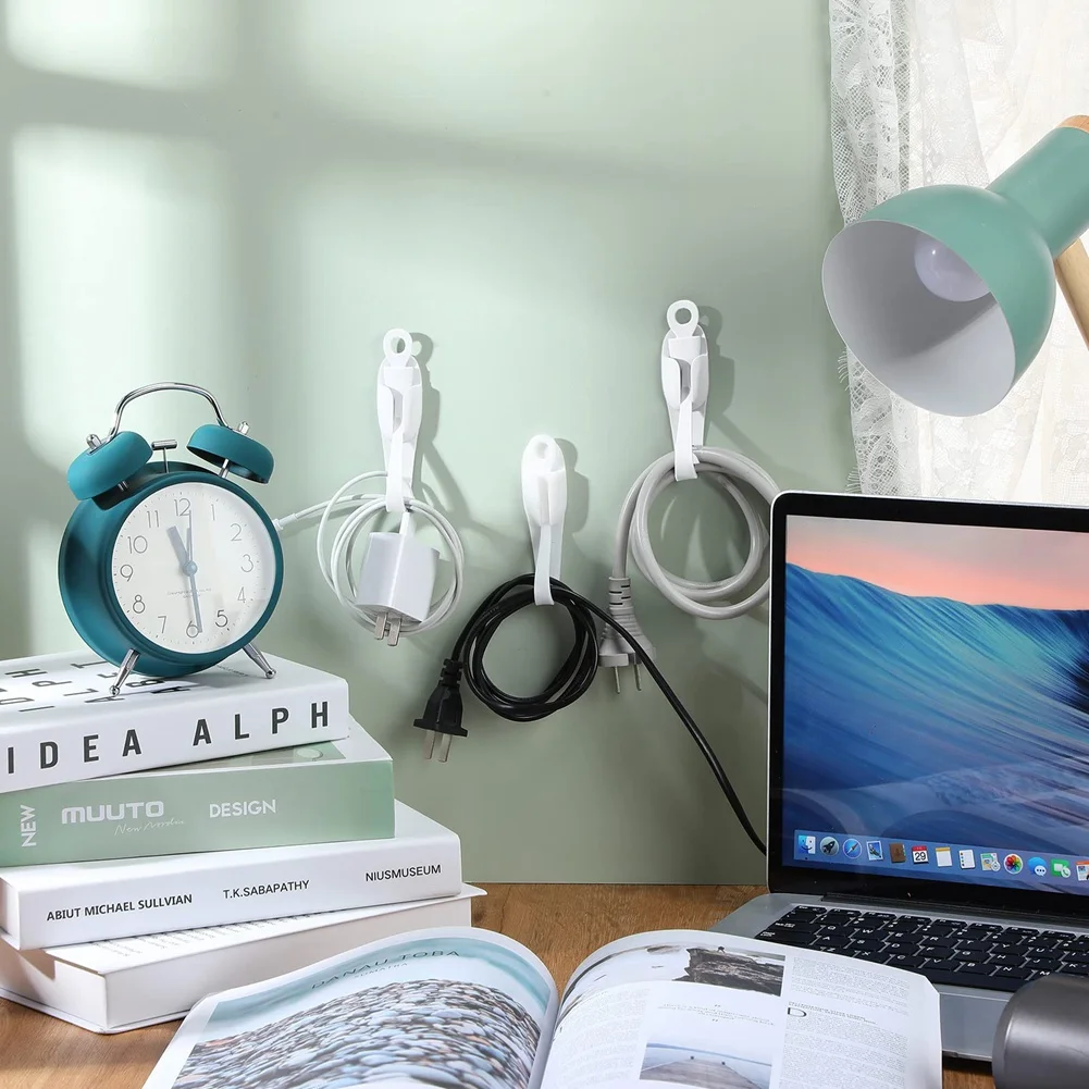 12Pcs Cord Bundlers Cord Organizer per elettrodomestici, cavo autoadesivo per elettrodomestici da cucina supporto per cavo in Silicone bianco