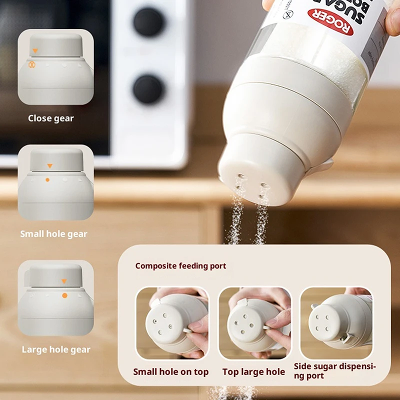 

250ml Multi-Openings Seasoning Dispenser - Quantitative Spice Shaker for Salt/Sugar, Dust-Proof & Kitchen Safe