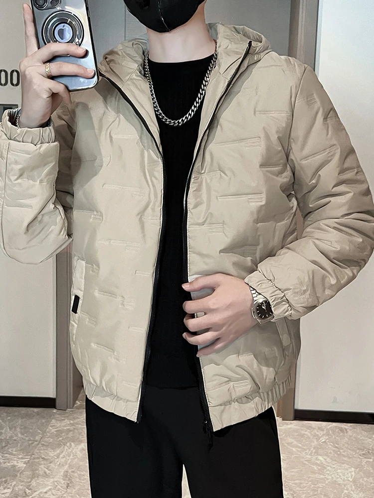 

Мужская зимняя утепленная куртка из хлопка с пуховым наполнителем, на молнии, с капюшоном, длинными рукавами, молодежная, модная, в стиле Cleanfit