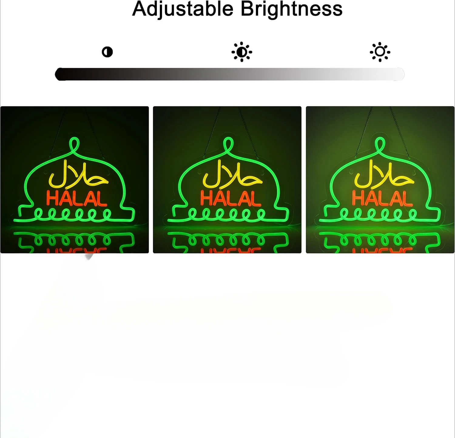 Halal Neon Signs Halal Food Arabic Restaurants Led Light Up Signs for Business Store for Wall Decor USB Powered