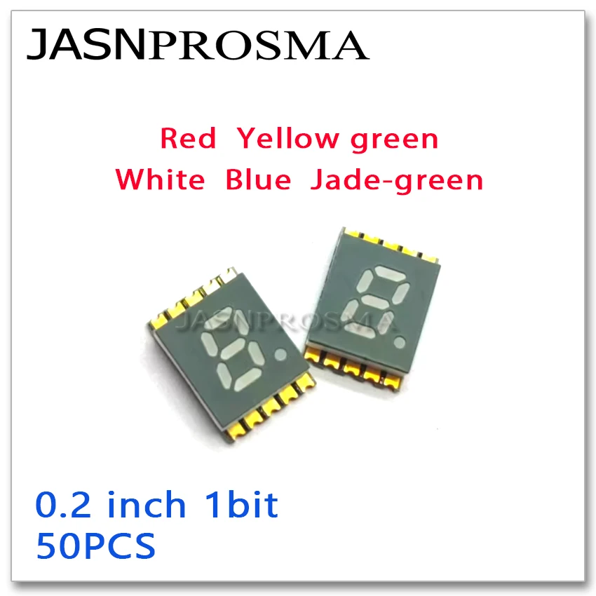 JASNPROSMA 0.2inch 1bit 50pcs red white blue yellow jade green 0.2 inch SMD Digital tube led screen digital display 7-segment