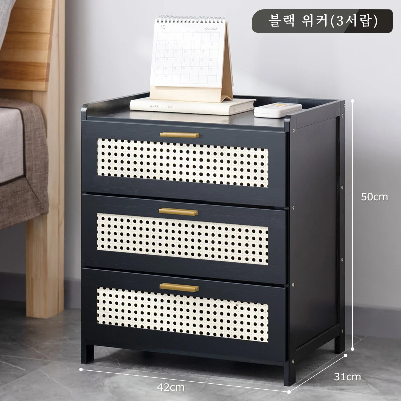 Modern Simple Solid Wood Nightstand with Drawers Dresser for Bedroom Bedside Furniture Bedroom Living Room Nightstand image 5