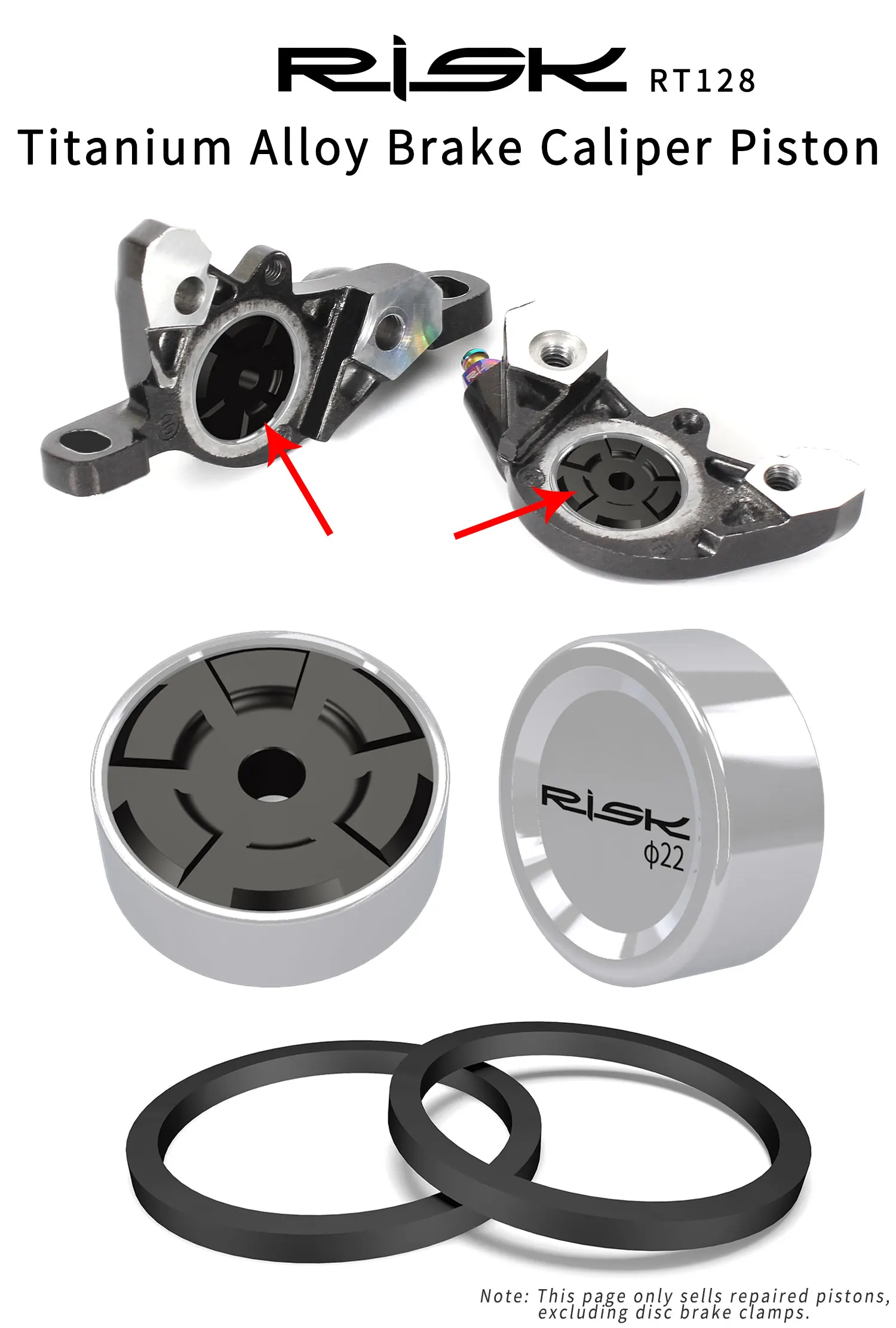 RISK Bicycle Hydraulic Brake Caliper Piston Titanium Part MTB Road Bike Brake Piston For SHIMANO XT/XTR/SLX M8000 R7070/8070