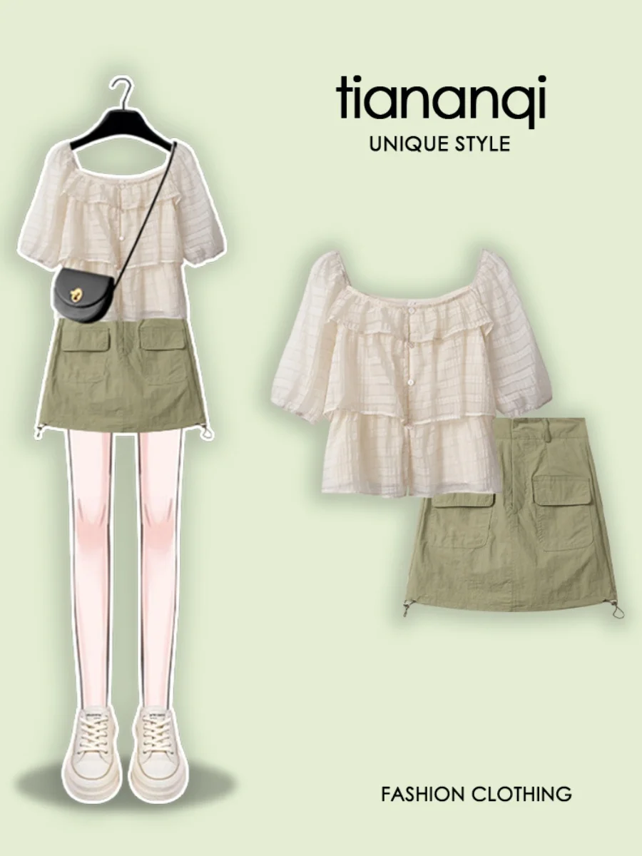 

Сексуальный комплект из джинсовой юбки и топа больших размеров для женщин: омолаживающий, модный, элегантный образ, серия Gentle Wind, стильный ансамбль