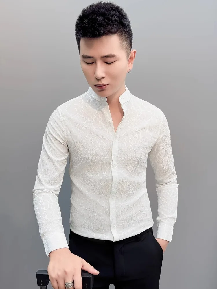 

Slim Fit Long Sve Men's irt Trendy Brand Casual Pure Color Autumn Faionable Casual irt Korean Sle Haome irt