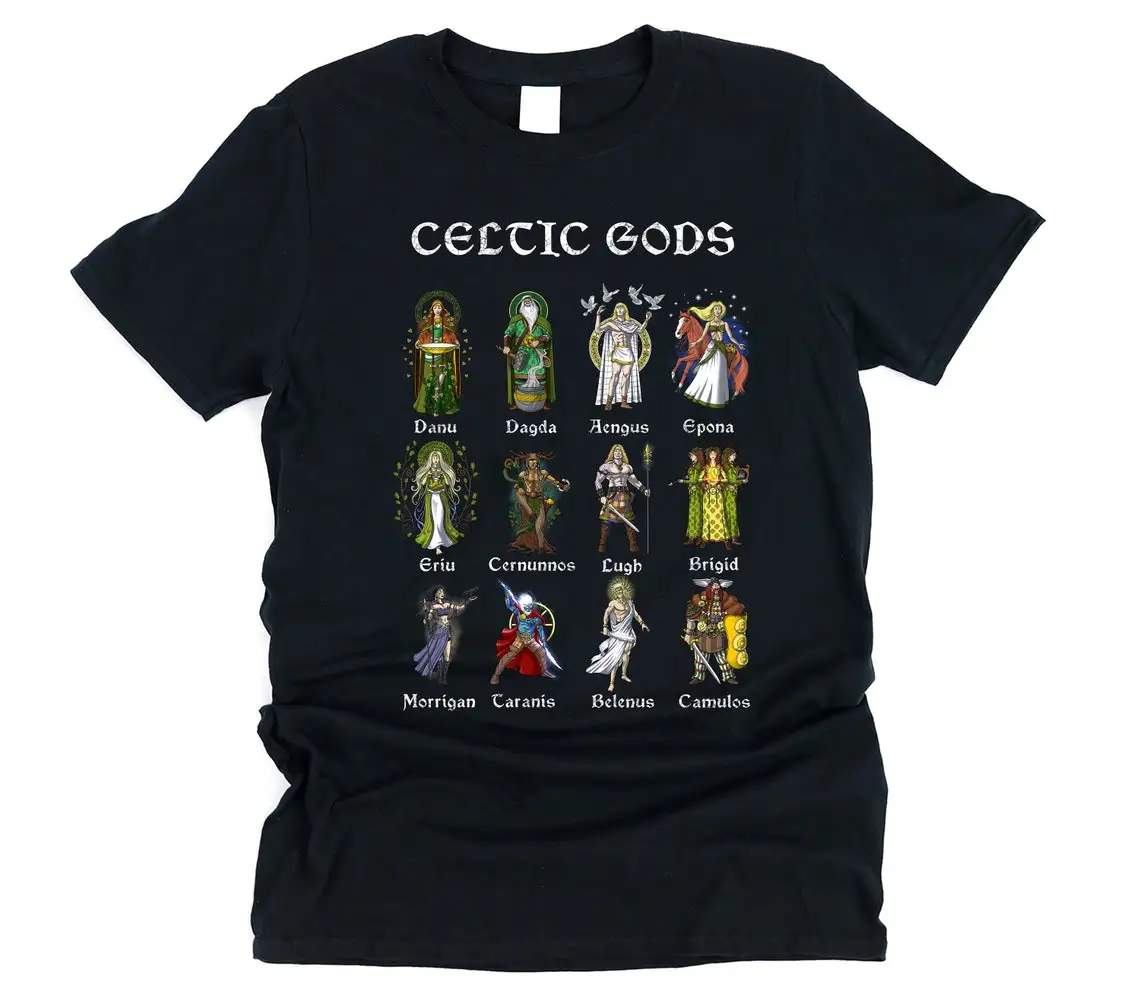 Ancient Irish Celtic Mythology Gods Pagan Norse Deities T-Shirt 100% Cotton O-Neck Short Sleeve Casual Mens T-shirt Size S-3XL