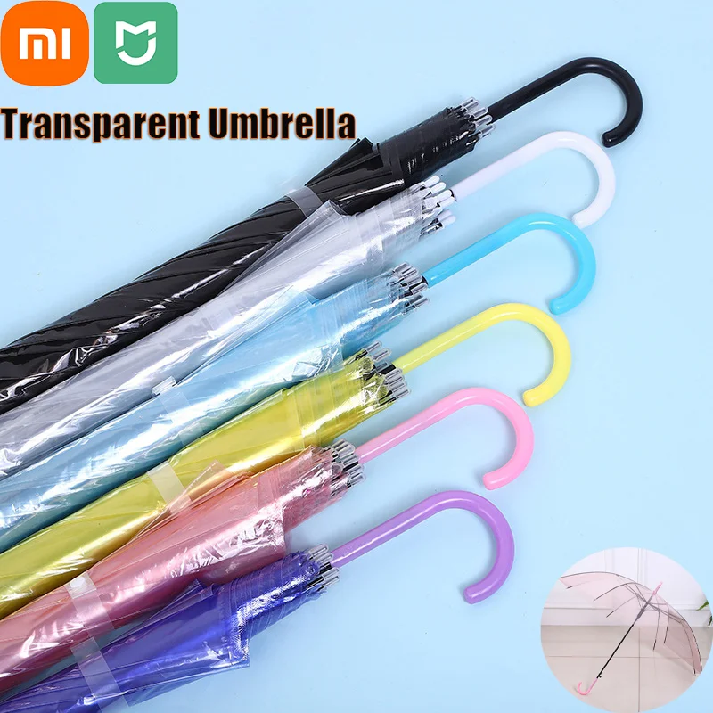 

Прозрачный зонт Xiaomi, 8 лепестков, зонт от дождя из ПВХ, длинная ручка, красочный прозрачный модный дождевик, унисекс, защита от атмосферных воздействий