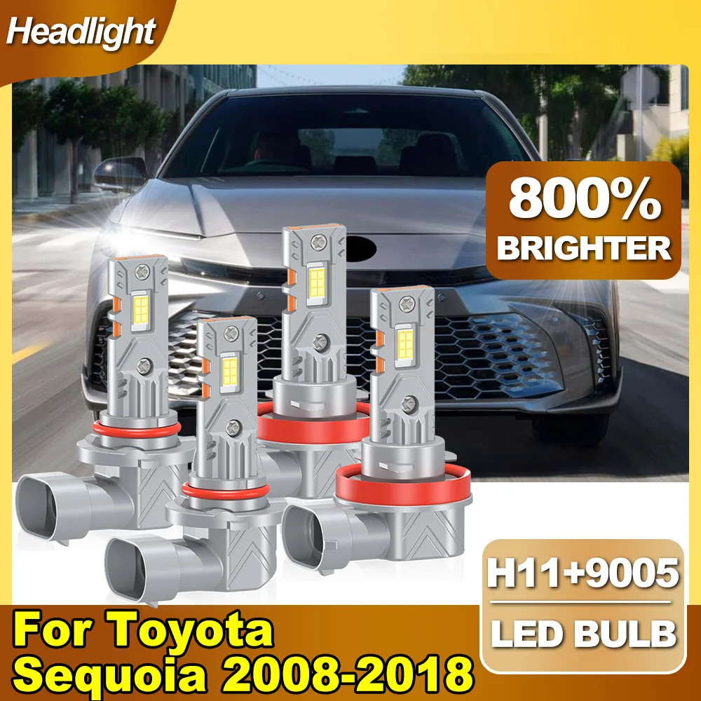 

Светодиодная лампа для фар 6000K 40000LM, суперяркая, с дальним и ближним светом, на чипах CSP, для Toyota Sequoia 2008-2017 2018, Canbus без ошибок
