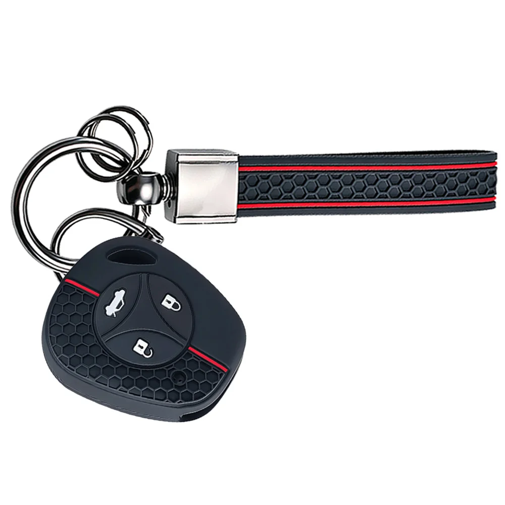 Keychain Silicone Rubber Car Key Cover Case Set For Lada Vesta Granta Priora Kalina 3 Button Remote Bey Holder