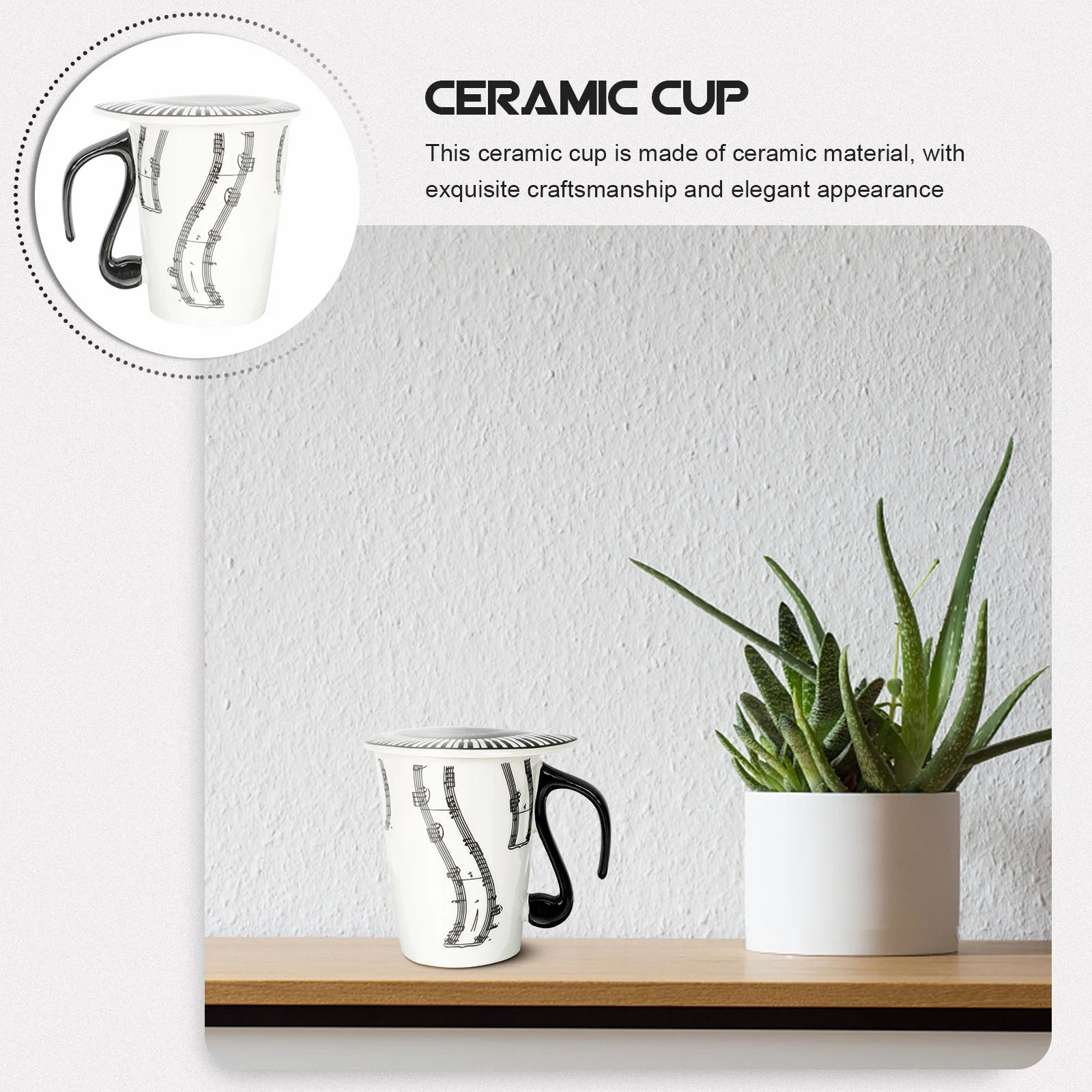 

Premium Ceramic Music Mug Artistic Pattern Functional Design Suitable for Daily Use At Home Cafe Book Bar Restaurant Decorative