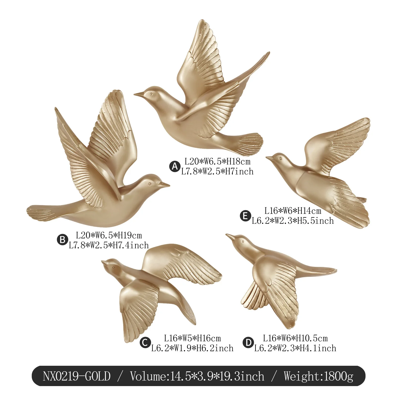 Simple 3D Three-dimensional Bird Wall Hanging Living Room Decoration Golden Animal Bird Wall Hanging Sofa TV Decor Accessories