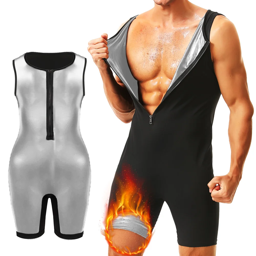 Men Sweat Sauna Bodysuits Waist Trainer Hot Thermal Slimming Body Shaper Corset Belly Control Gym Fitness Fat Burning Shapewear