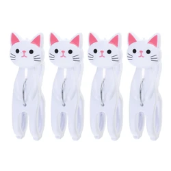 4pcs Cartoon Cat Clothespin Windproof Clothes Pegs Underwear Socks Clips Multifunctional Laundry Hanging Clip for Home