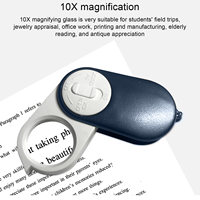 10X Pocket Magnifying Glass Double Layer Lenses Folding Handheld Mini Magnifier Keyring with LED Light