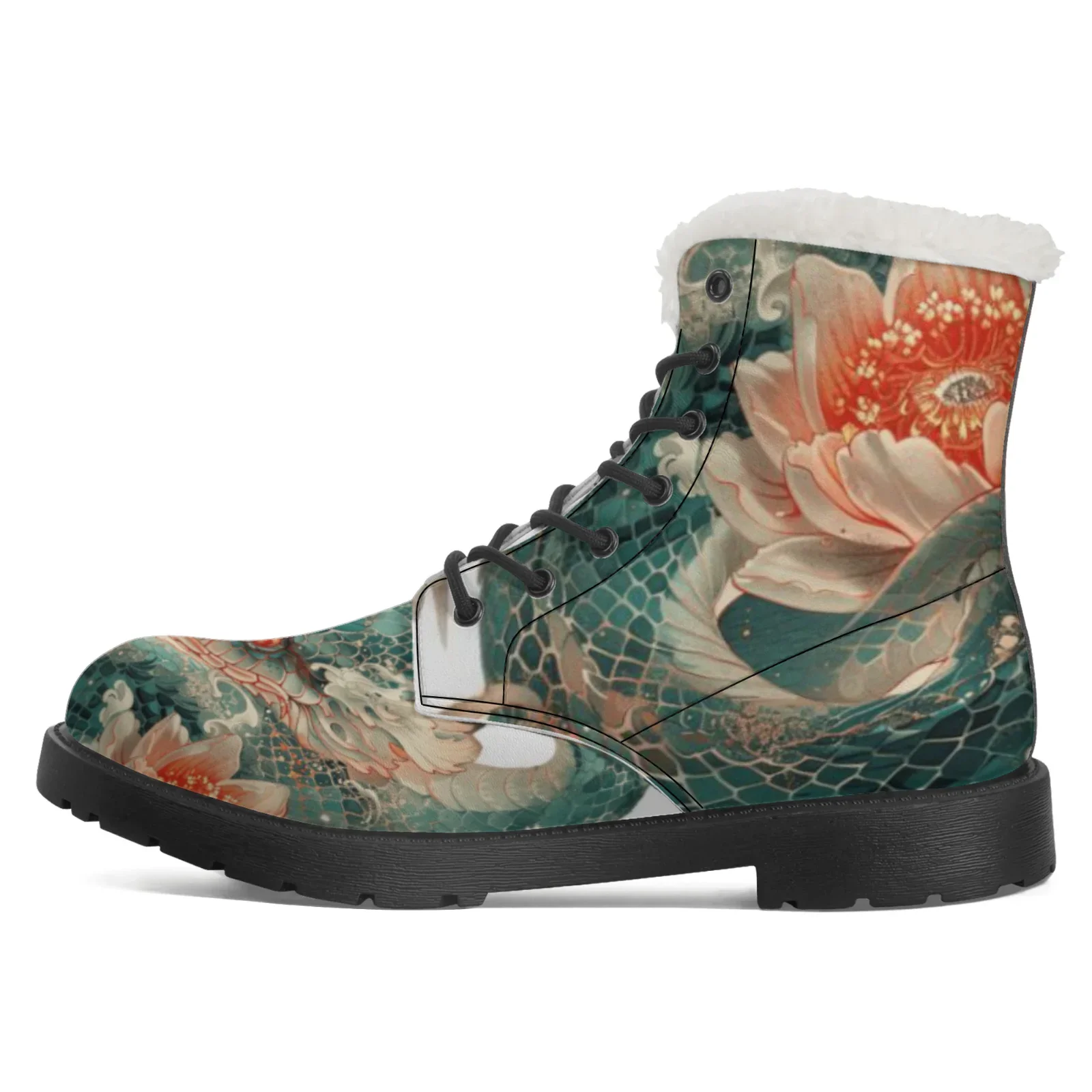 Customizable python print plush boots, casual boots, hot-selling men's and women's mid-calf boots, winter boots