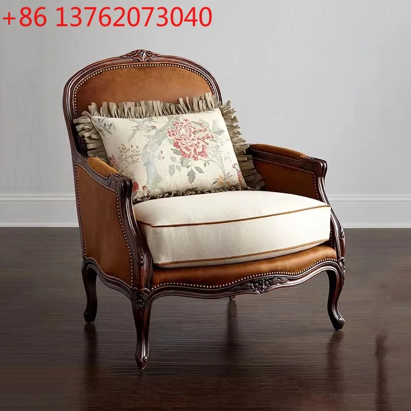 

American furniture solid wood sofa chair high back tiger chair living room leisure chair all solid wood