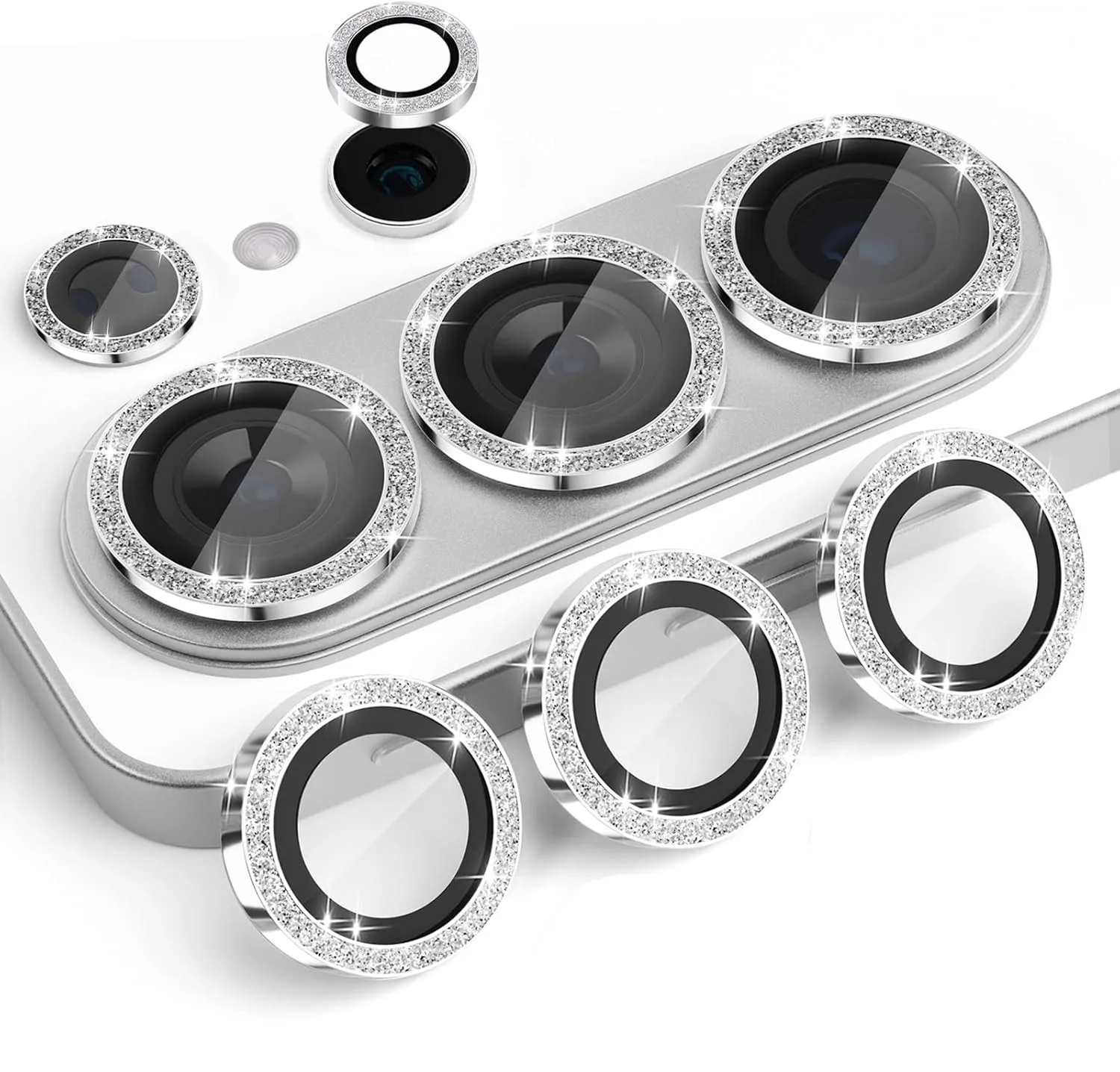 

Bling Glitter Crystal Diamond Camera Guard Ring Protector for Samsung Galaxy S26 Ultra S26 S25 Series Metal Lens Glass Cap Cover