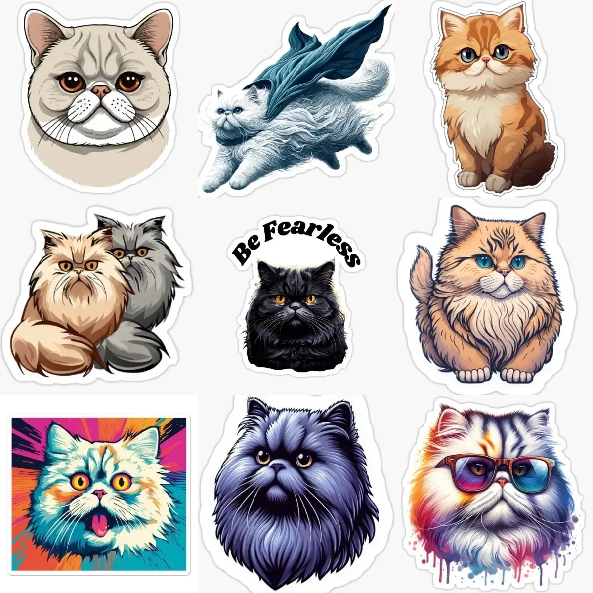 

Persian Cat Pets Cute Creative PVC Sticker for Decorate Fridge Wall Window Car Van Helmet Motorcycle Decal Accessories