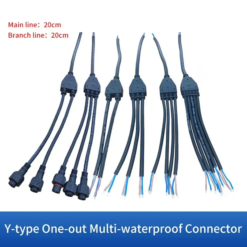 IP67 Y-type Waterproof Connector Cable 2Pin 3Pin 4 Pin Connectors Plug Outdoor Lamp Male and Female Electrical Wire Splitter