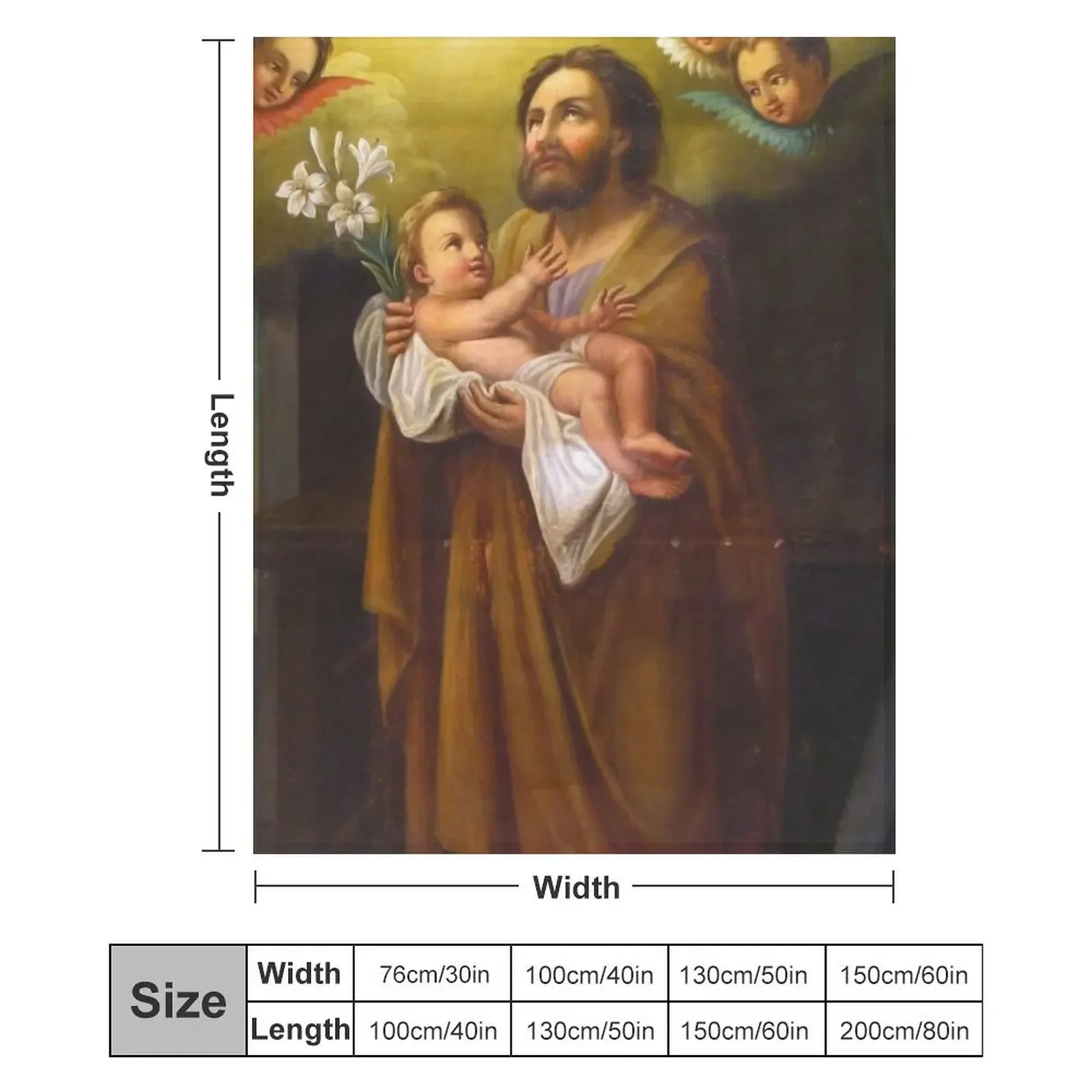 Saint Joseph with Jesus Christ as a baby, France Throw Blanket Loose Bed Hairys Thins Blankets