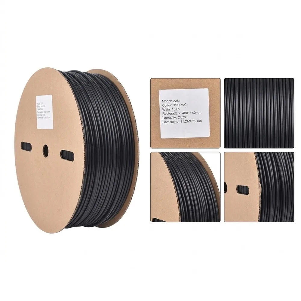200m Black for pe Heat Shrink Tubing Roll with 2:1 Shrink Ratio for Protecting Solder Joints and For wire Connections