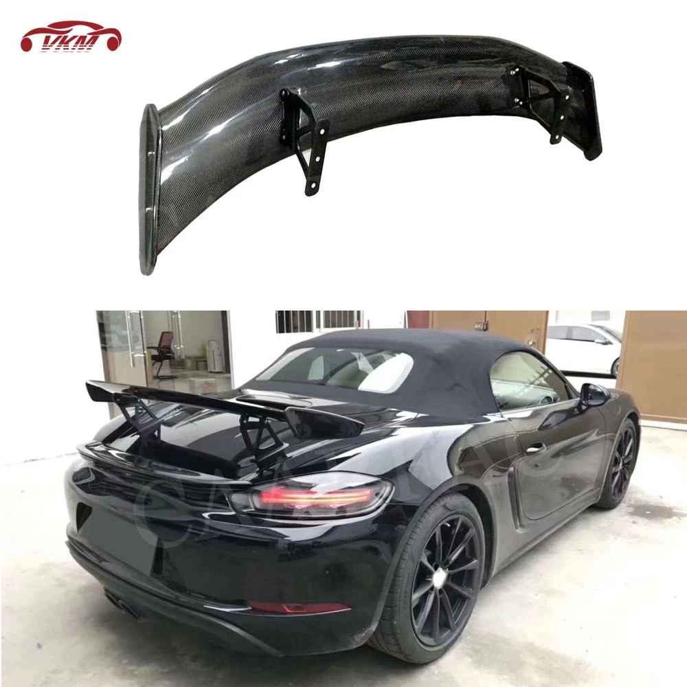 Dry Carbon Fiber Car Racing rear lip tail spoiler wing For Porsche Cayman Boxster 981 986 987 718 GT4 GT 2016 2017 2018 2019