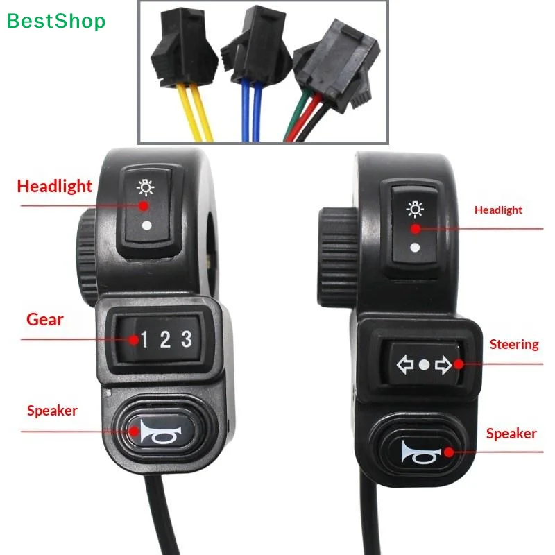 ♥Motorcycle Handlebar Switch Set - Headlight/Turn Signal/Horn 3-Mode Control Buttons for Scooter/Bike