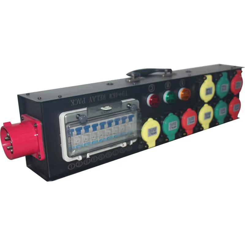 Nuevos estilos, caja de alimentación enchufable impermeable de 6 vías 16A, caja de alimentación portátil, caja de fuente de alimentación de escenario