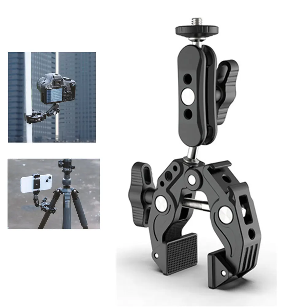 

New Aluminum SLR Camera Magic Arm 360° Ball Head with Crab Claw Clip Universal Monitor Bracket BallHead Clamp Super Holder Stand