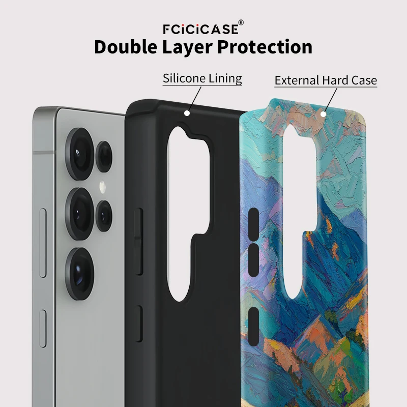 Чехол Fcicicase с красивой горной пейзажей и рисунком для Samsung Galaxy S25 Plus S24 Ultra S23 + S20 FE, акриловый ТПУ, задняя крышка из ПК