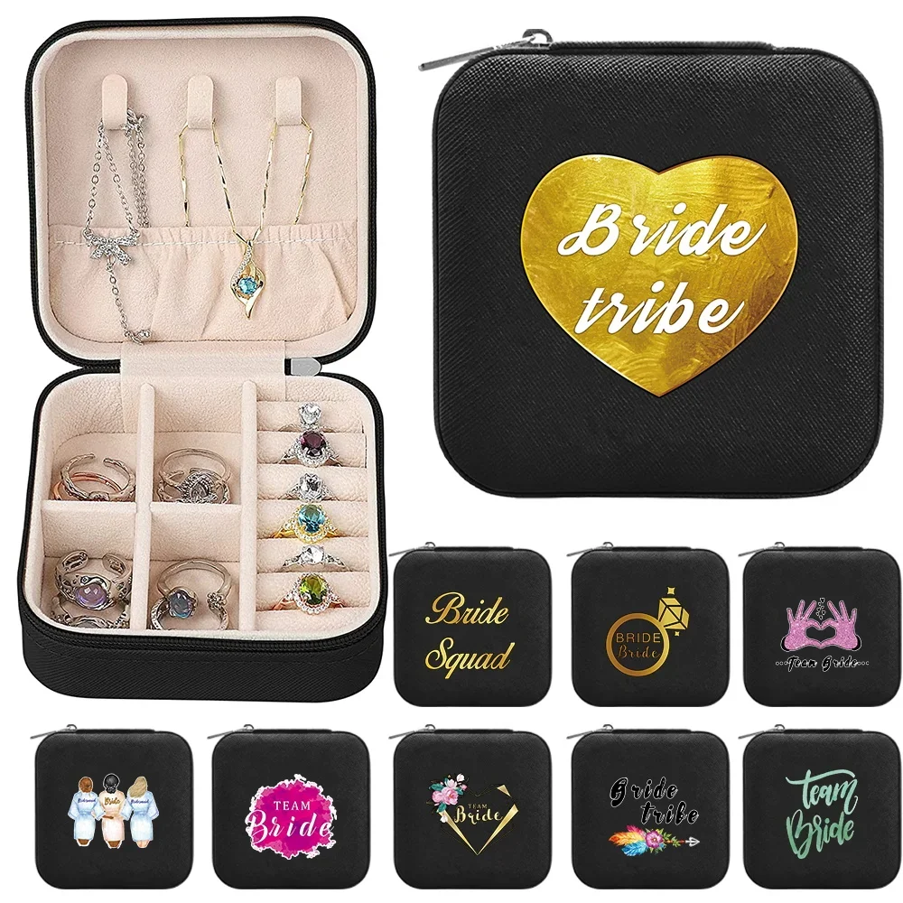 Jewelry Storage Box Travel PU Leather Waterproof Jewel Boxes Organizer Device Necklace Earrings Display Bride Pattern Series