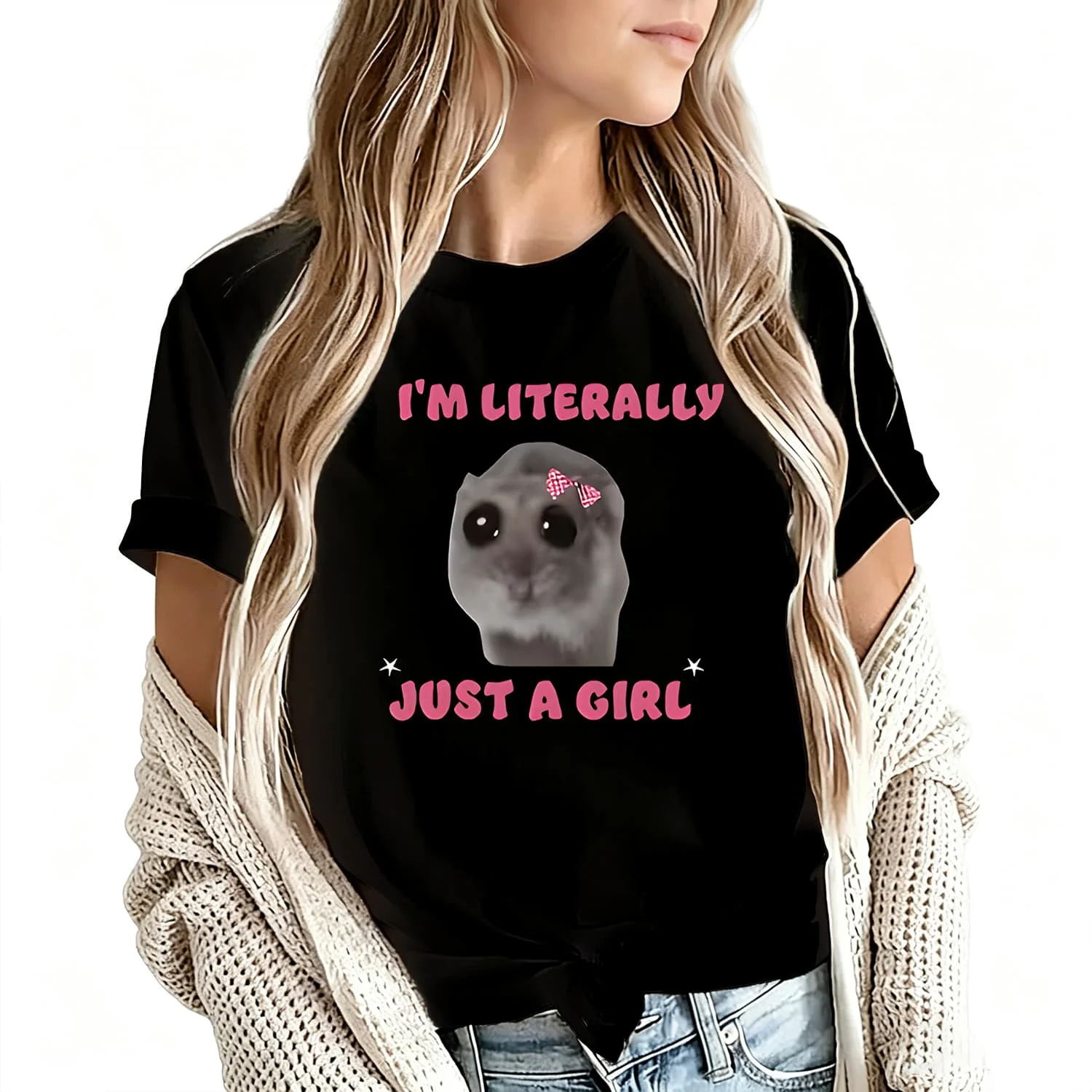 I'M Literally Just a Girl Women's T-Shirt 100% Cotton Funny Graphic Short Sleeve Tee Novelty Shirt Casual Crew Neck Top S-5Xl