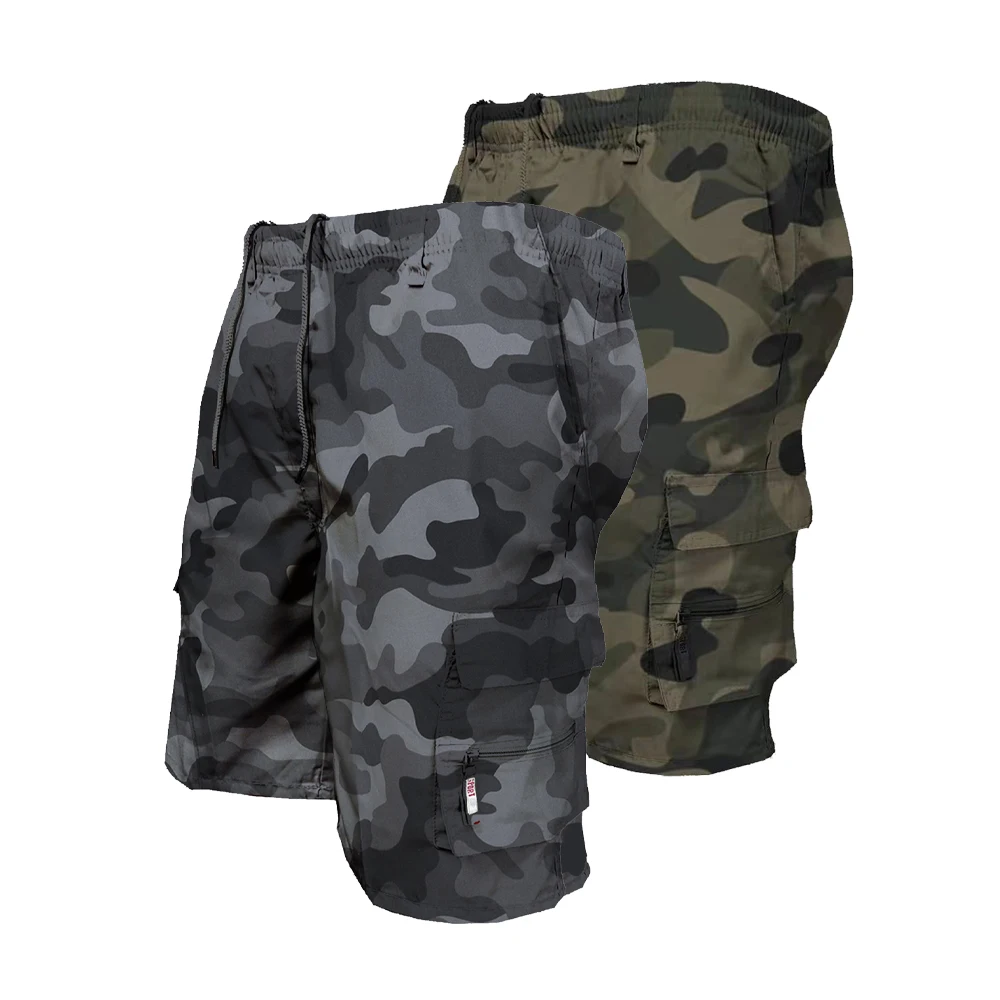 Men\'s Military Cargo Shorts Casual Loose Drawstring Camouflage Tactical Shorts for Men Hiking Sports Short Pants Clothing