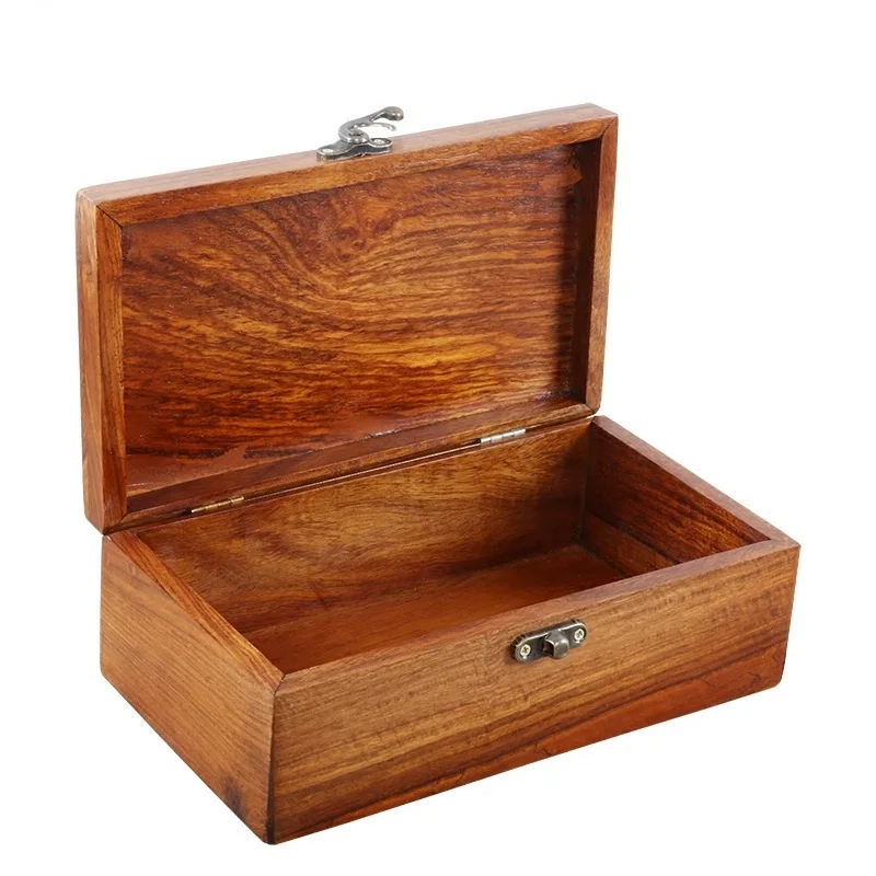 Retro Solid Wood Storage Box with Lock, Traditional Chinese Style Rosewood Jewlery Box, Tea Storage Box, Table Organizer