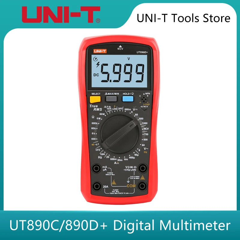 

UNI-T UT890C UT890D + Digital Multimeter 20A AC DC Capacitance Frequency Two Or Three Aurora NCV Tester True Effective Value