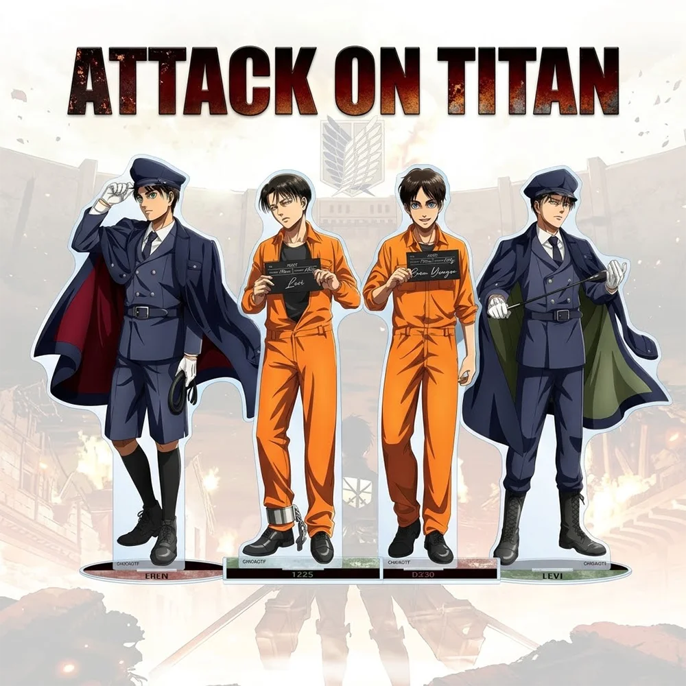 Anime Attack On Titan 15Cm Acrylic Stand Set, Halloween Gift, Eren Yeager Mikasa Ackerman, Fan Desk Collectible Keychain