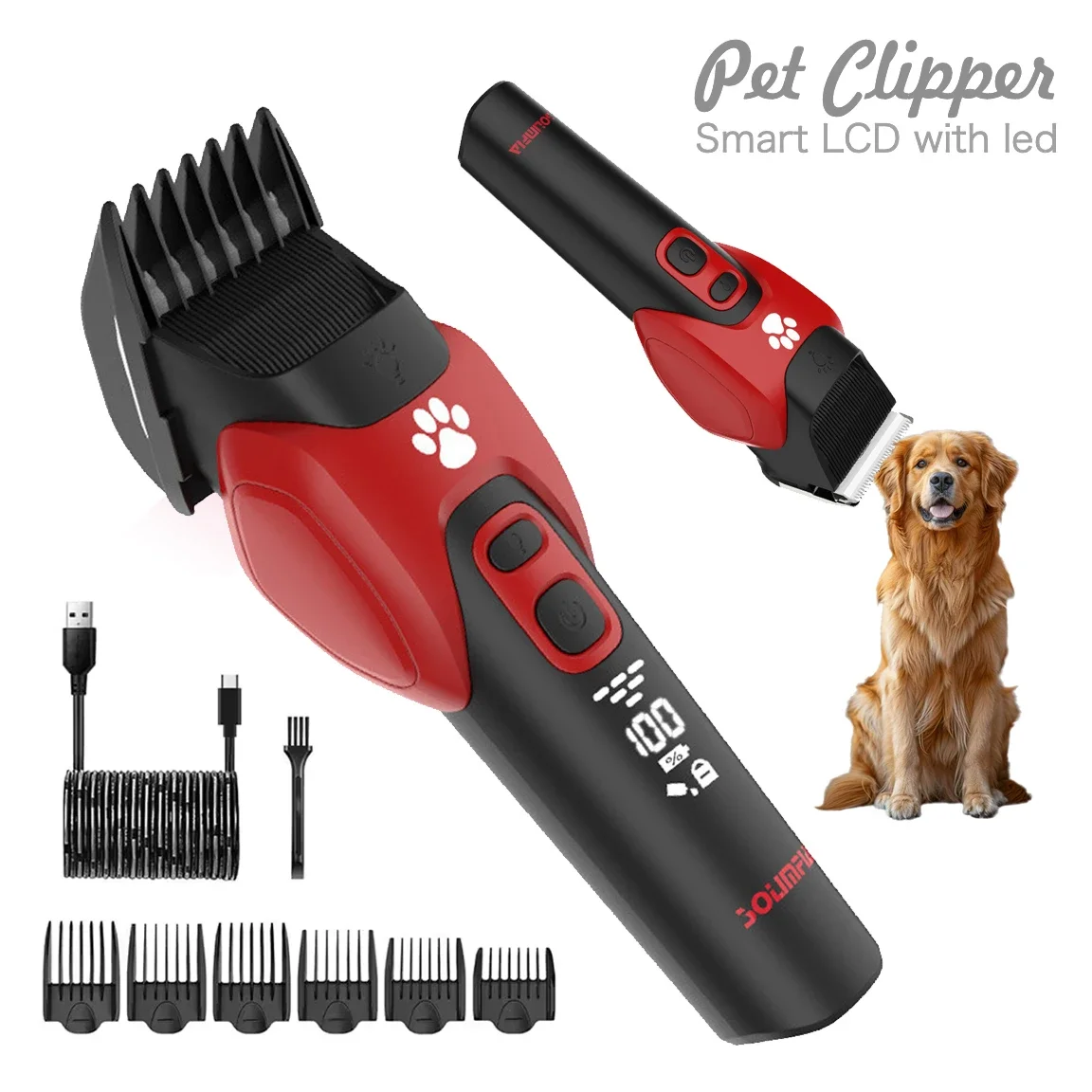 

Electric Haircut Machine for Big Dogs W/ LED Digital Display Pet Low Noise Cat Hair Clippers Trimmer Cordless Grooming Equipment