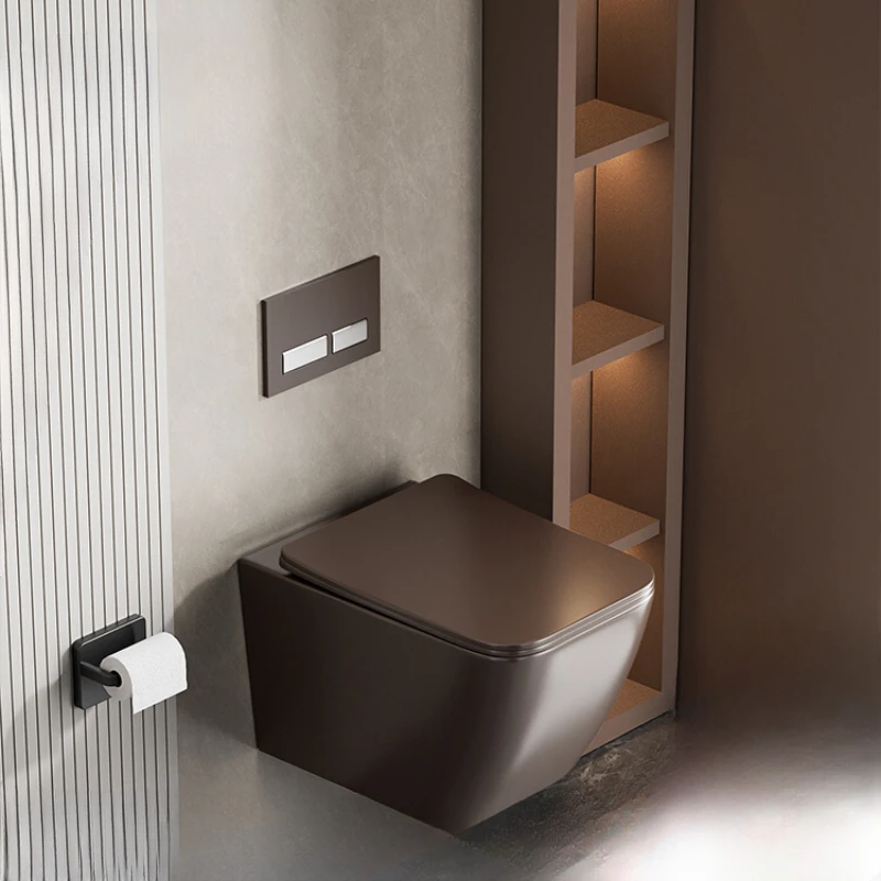 

*Wall mounted toilet hanging square black household wall mounted toilet water tank hidden wall row