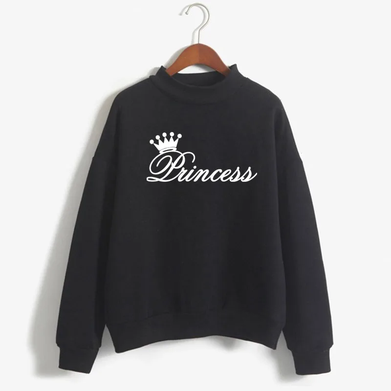 

PRINCESS Print Woman Sweatshirt Sweet Korean O-neck Knitted Pullovers Thick Autumn Candy Color Women Bridesmaid Clothing