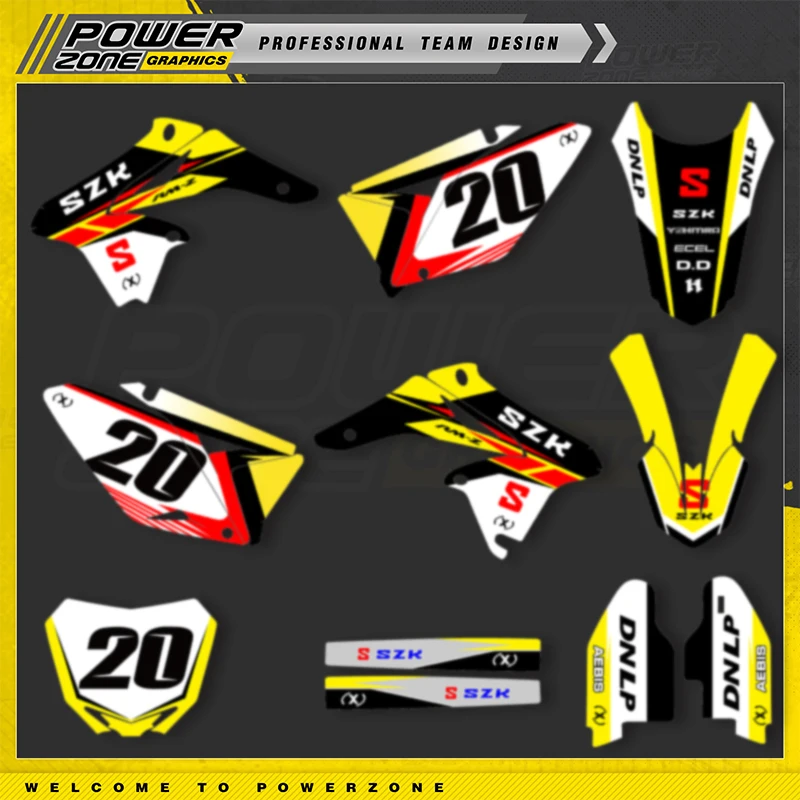 

Наклейки на мотоцикл POWERZONE на заказ для SUZUKI для RMZ 250 2010-2018 250CC, индивидуальный комплект защиты графического номера 02