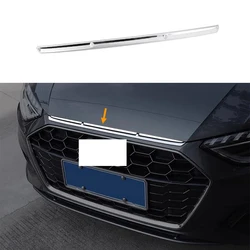 Car decoration FIT FOR Audi A4 2020 2021 2022 2023 chrome black Stainless steel carbon fiber front grill Engine hood cover trim