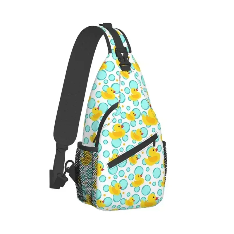 Fashion Yellow Rubber Ducks And Bubbles Sling Bag per ciclismo Camping Animal Crossbody Chest Backpack spalla Daypack