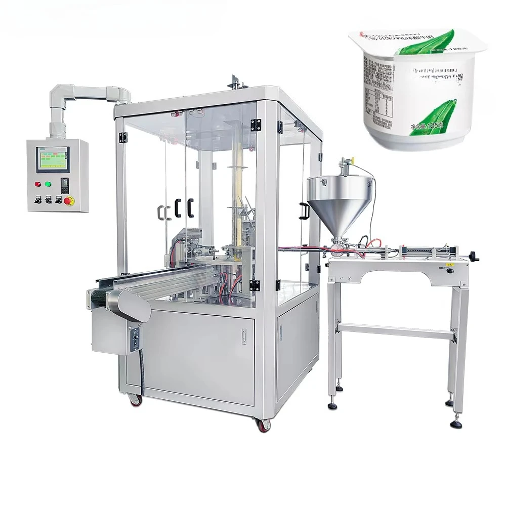 Automatic Sauce Cup Filling Packing Machine Yogurt Juice Ice Cream Pudding Filling and Sealing Packing Machine