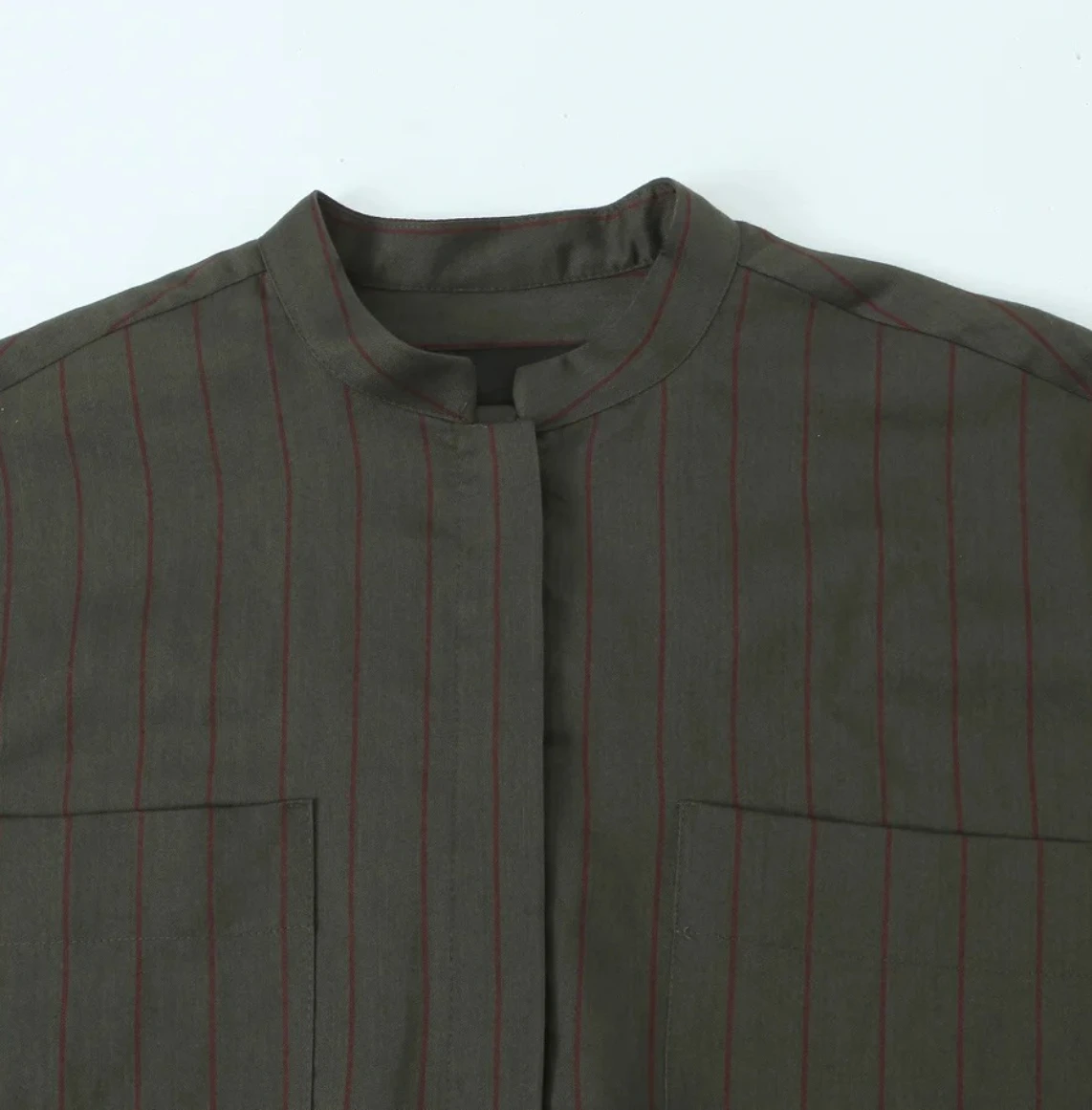 Novo estilo casual feminino assimétrico bainha arredondada manga longa listrado gola camisa