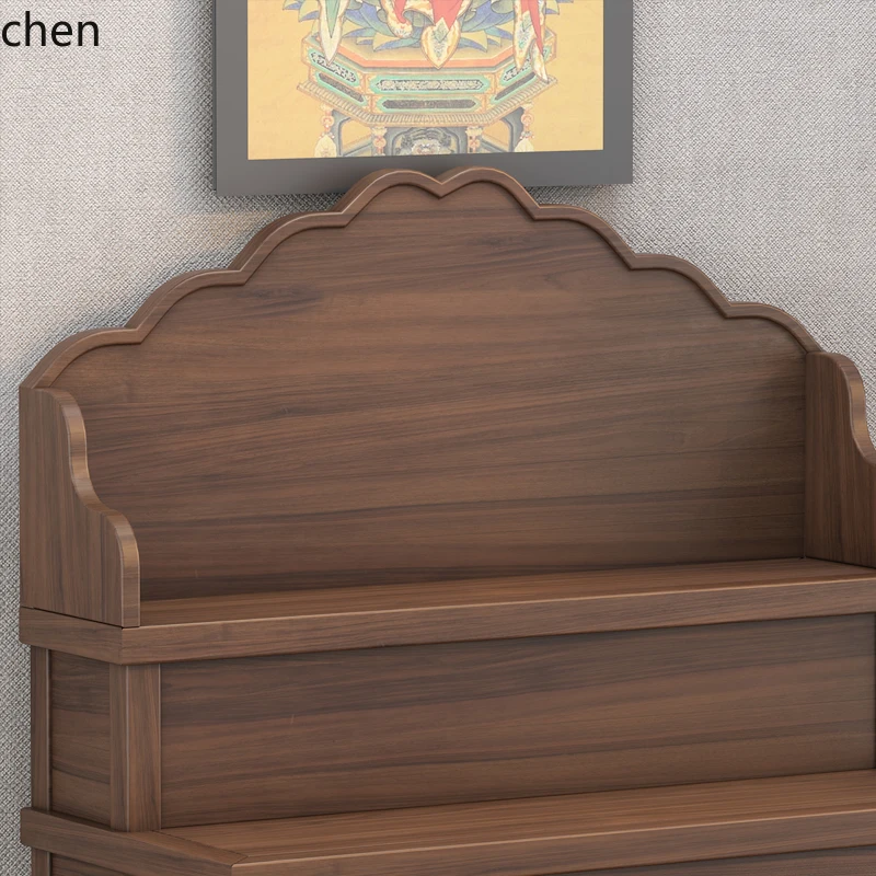 ZML Black Walnut Solid Wood Tibetan Style Offering Table  Altar Home Simple Living Room   Table Modern  Case Step  Table Altar