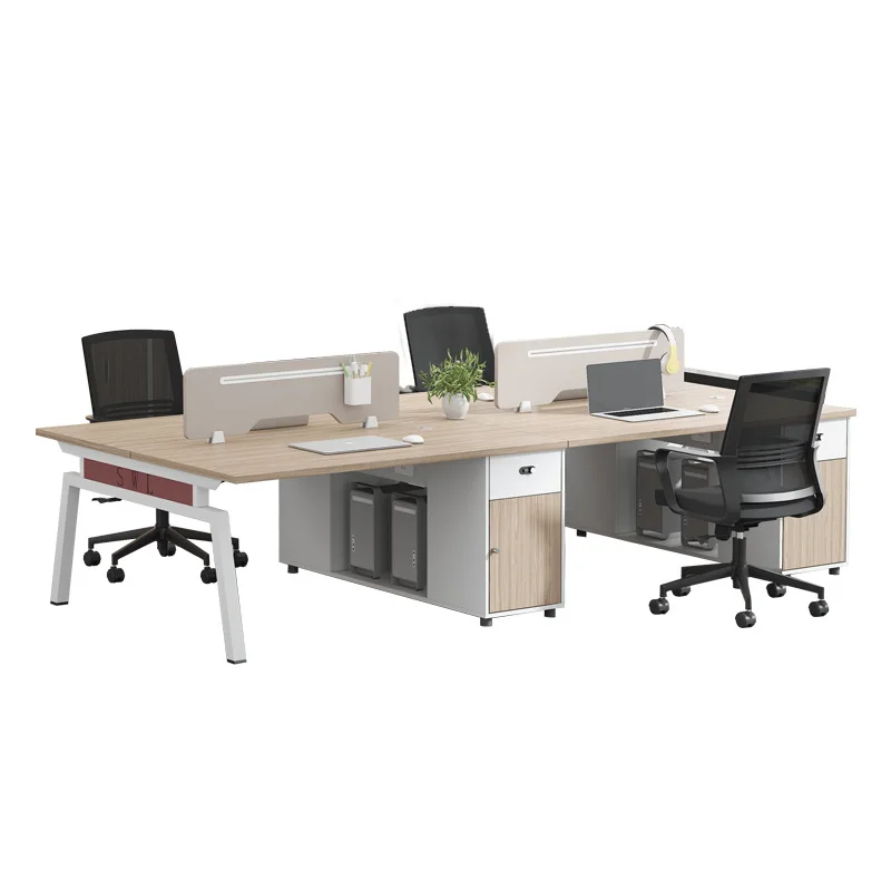 

Staff office desk and chair combination, simple modern computer desk with screen