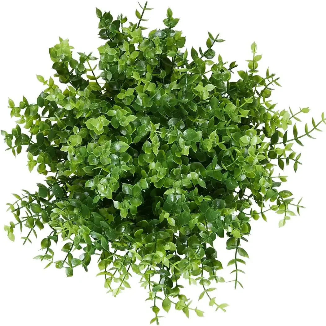 8 Bundles Artificial Eucalyptus Plant Fake Boxwood Shrubs UV Resistant No Fade Faux Greenery for Home Garden Hanging Planter