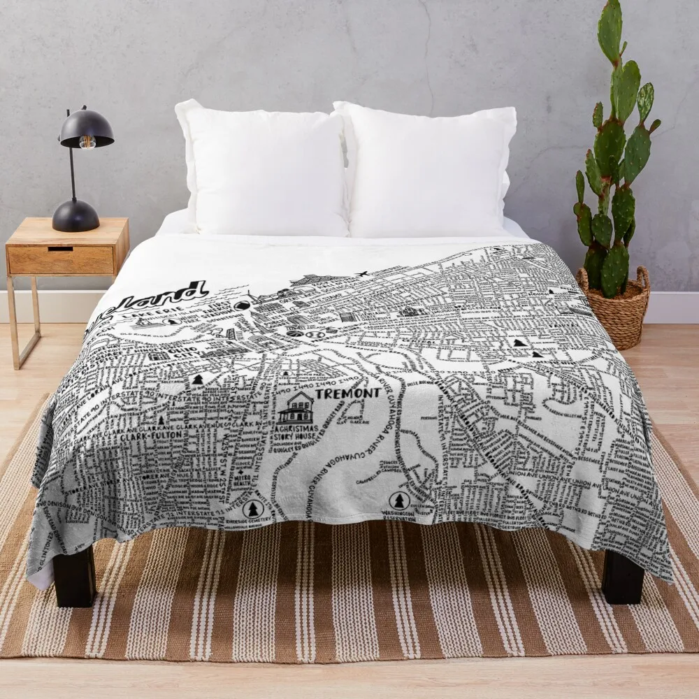 

Cleveland Ohio Map Throw Blanket Quilt decorative Blankets